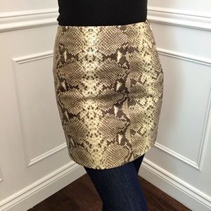 MICHAEL Michael Kors snake skin print leather mini pencil skirt.